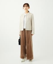 F1LAD31160 MK MICHEL KLEIN(小さいサイズ)(メゾン ドゥ サンク) 【小さいサイズ】スノーベロア ワイドパンツ/洗える ライトブラウン