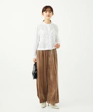 F1LAD31160 MK MICHEL KLEIN(小さいサイズ)(メゾン ドゥ サンク) 【小さいサイズ】スノーベロア ワイドパンツ/洗える ライトブラウン