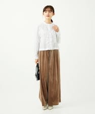 F1LAD31160 MK MICHEL KLEIN(小さいサイズ)(メゾン ドゥ サンク) 【小さいサイズ】スノーベロア ワイドパンツ/洗える ライトブラウン
