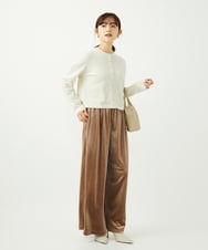 F1LAD31160 MK MICHEL KLEIN(小さいサイズ)(メゾン ドゥ サンク) 【小さいサイズ】スノーベロア ワイドパンツ/洗える ライトブラウン
