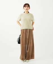 F1LAD31160 MK MICHEL KLEIN(小さいサイズ)(メゾン ドゥ サンク) 【小さいサイズ】スノーベロア ワイドパンツ/洗える ライトブラウン
