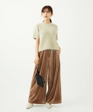 F1LAD31160 MK MICHEL KLEIN(小さいサイズ)(メゾン ドゥ サンク) 【小さいサイズ】スノーベロア ワイドパンツ/洗える ライトブラウン