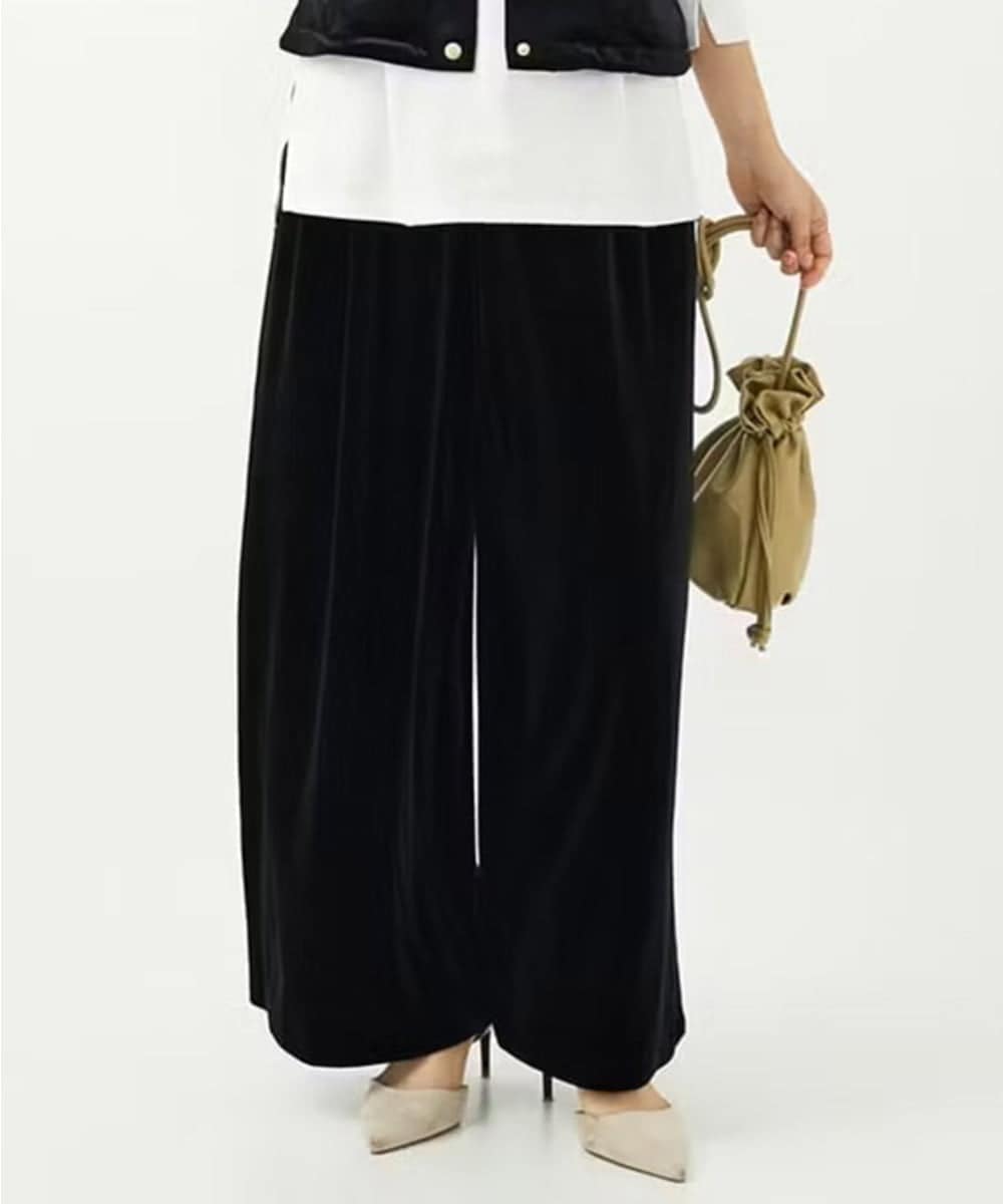 F1LAD31160 MK MICHEL KLEIN(小さいサイズ)(メゾン ドゥ サンク) 【小さいサイズ】スノーベロア ワイドパンツ/洗える ライトブラウン