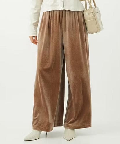 F1LAD31160 MK MICHEL KLEIN(小さいサイズ) 【小さいサイズ】スノーベロア ワイドパンツ/洗える