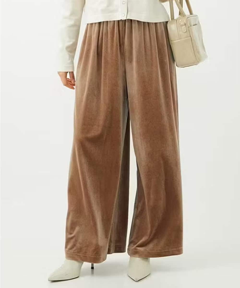 F1LAD31160 MK MICHEL KLEIN(小さいサイズ) 【小さいサイズ】スノーベロア ワイドパンツ/洗える