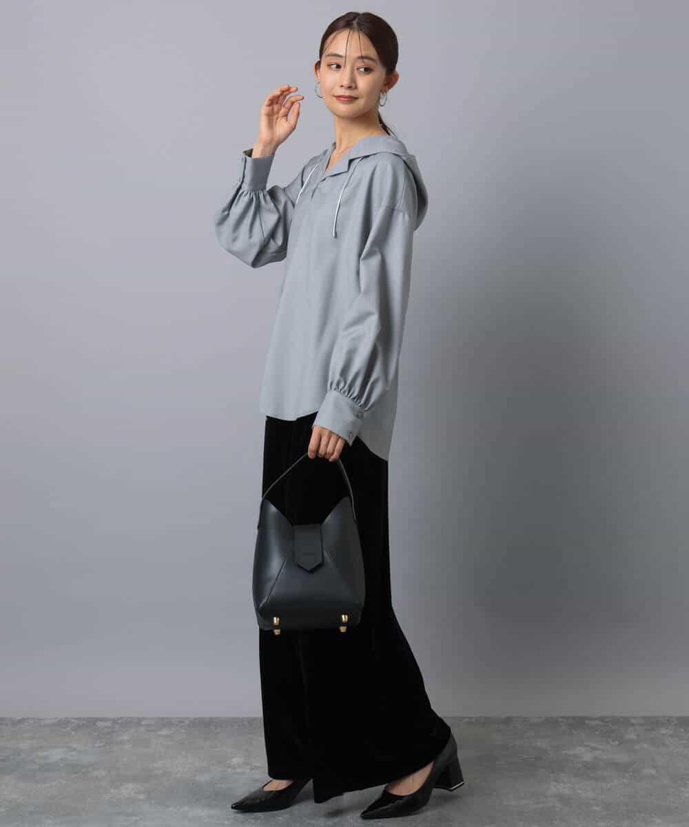 F1LAD31160 MK MICHEL KLEIN(小さいサイズ)(メゾン ドゥ サンク) 【小さいサイズ】スノーベロア ワイドパンツ/洗える ライトブラウン