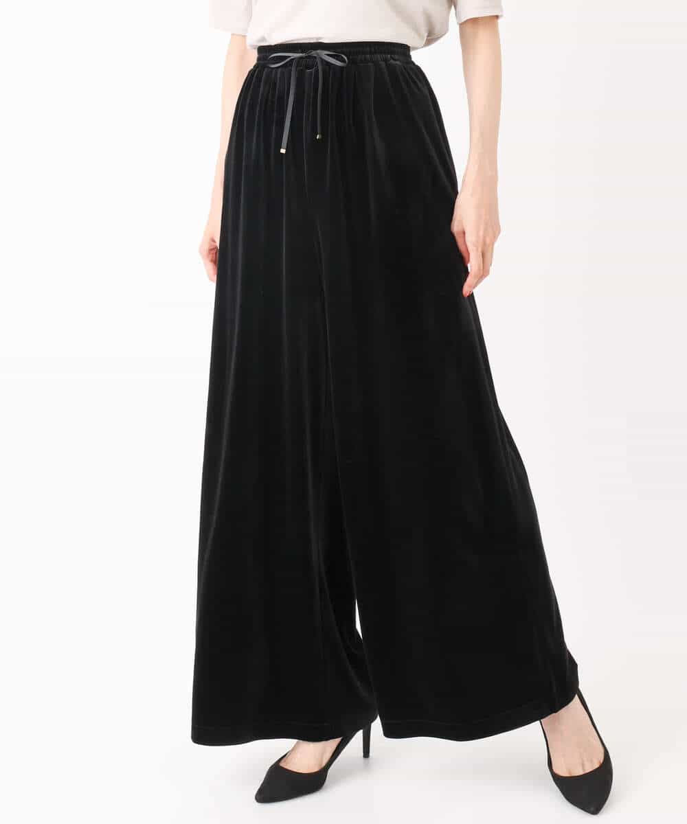 F1LAD31160 MK MICHEL KLEIN(小さいサイズ)(メゾン ドゥ サンク) 【小さいサイズ】スノーベロア ワイドパンツ/洗える ライトブラウン