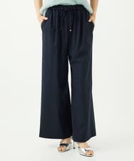 F1LAD34160 MK MICHEL KLEIN(小さいサイズ)(メゾン ドゥ サンク) 【小さいサイズ】ストレートワイドパンツ(ストライプ・無地)/洗える ネイビー（無地）
