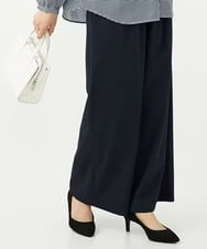 F1LAD34160 MK MICHEL KLEIN(小さいサイズ)(メゾン ドゥ サンク) 【小さいサイズ】ストレートワイドパンツ(ストライプ・無地)/洗える ネイビー（無地）