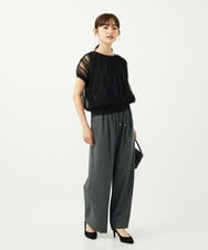 F1LAD34160 MK MICHEL KLEIN(小さいサイズ)(メゾン ドゥ サンク) 【小さいサイズ】ストレートワイドパンツ(ストライプ・無地)/洗える ベージュ（無地）