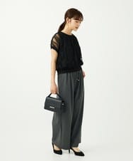 F1LAD34160 MK MICHEL KLEIN(小さいサイズ)(メゾン ドゥ サンク) 【小さいサイズ】ストレートワイドパンツ(ストライプ・無地)/洗える ベージュ（無地）