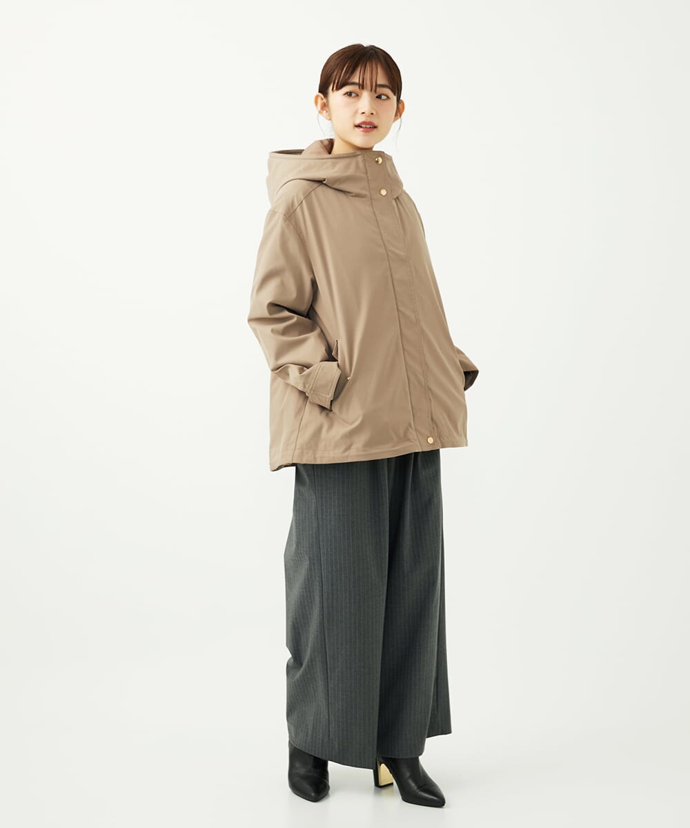F1LAD34160 MK MICHEL KLEIN(小さいサイズ)(メゾン ドゥ サンク) 【小さいサイズ】ストレートワイドパンツ(ストライプ・無地)/洗える ベージュ（無地）