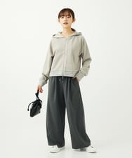 F1LAD34160 MK MICHEL KLEIN(小さいサイズ)(メゾン ドゥ サンク) 【小さいサイズ】ストレートワイドパンツ(ストライプ・無地)/洗える ベージュ（無地）