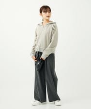 F1LAD34160 MK MICHEL KLEIN(小さいサイズ)(メゾン ドゥ サンク) 【小さいサイズ】ストレートワイドパンツ(ストライプ・無地)/洗える ベージュ（無地）