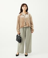 F1LAD34160 MK MICHEL KLEIN(小さいサイズ)(メゾン ドゥ サンク) 【小さいサイズ】ストレートワイドパンツ(ストライプ・無地)/洗える ベージュ（無地）