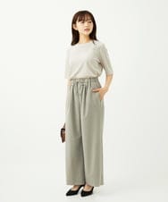 F1LAD34160 MK MICHEL KLEIN(小さいサイズ)(メゾン ドゥ サンク) 【小さいサイズ】ストレートワイドパンツ(ストライプ・無地)/洗える ベージュ（無地）