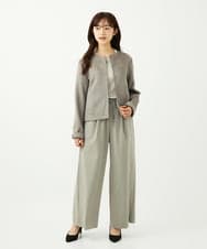 F1LAD34160 MK MICHEL KLEIN(小さいサイズ)(メゾン ドゥ サンク) 【小さいサイズ】ストレートワイドパンツ(ストライプ・無地)/洗える ベージュ（無地）