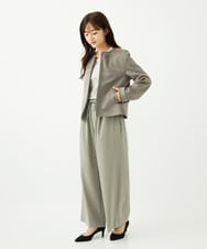F1LAD34160 MK MICHEL KLEIN(小さいサイズ)(メゾン ドゥ サンク) 【小さいサイズ】ストレートワイドパンツ(ストライプ・無地)/洗える ベージュ（無地）