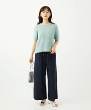 F1LAD34160 MK MICHEL KLEIN(小さいサイズ)(メゾン ドゥ サンク) 【小さいサイズ】ストレートワイドパンツ(ストライプ・無地)/洗える ベージュ（無地）