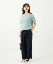 F1LAD34160 MK MICHEL KLEIN(小さいサイズ)(メゾン ドゥ サンク) 【小さいサイズ】ストレートワイドパンツ(ストライプ・無地)/洗える ベージュ（無地）