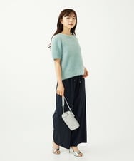 F1LAD34160 MK MICHEL KLEIN(小さいサイズ)(メゾン ドゥ サンク) 【小さいサイズ】ストレートワイドパンツ(ストライプ・無地)/洗える ベージュ（無地）