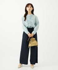 F1LAD34160 MK MICHEL KLEIN(小さいサイズ)(メゾン ドゥ サンク) 【小さいサイズ】ストレートワイドパンツ(ストライプ・無地)/洗える ベージュ（無地）