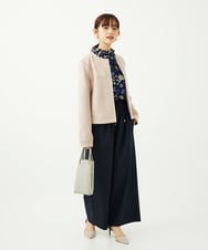 F1LAD34160 MK MICHEL KLEIN(小さいサイズ)(メゾン ドゥ サンク) 【小さいサイズ】ストレートワイドパンツ(ストライプ・無地)/洗える ベージュ（無地）
