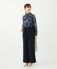 F1LAD34160 MK MICHEL KLEIN(小さいサイズ)(メゾン ドゥ サンク) 【小さいサイズ】ストレートワイドパンツ(ストライプ・無地)/洗える ベージュ（無地）
