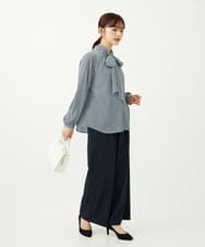 F1LAD34160 MK MICHEL KLEIN(小さいサイズ)(メゾン ドゥ サンク) 【小さいサイズ】ストレートワイドパンツ(ストライプ・無地)/洗える ベージュ（無地）