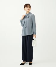F1LAD34160 MK MICHEL KLEIN(小さいサイズ)(メゾン ドゥ サンク) 【小さいサイズ】ストレートワイドパンツ(ストライプ・無地)/洗える ベージュ（無地）