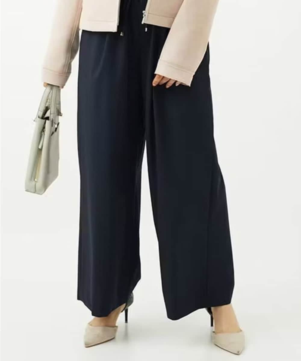 F1LAD34160 MK MICHEL KLEIN(小さいサイズ)(メゾン ドゥ サンク) 【小さいサイズ】ストレートワイドパンツ(ストライプ・無地)/洗える ベージュ（無地）