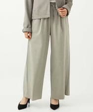 F1LAD34160 MK MICHEL KLEIN(小さいサイズ)(メゾン ドゥ サンク) 【小さいサイズ】ストレートワイドパンツ(ストライプ・無地)/洗える ベージュ（無地）