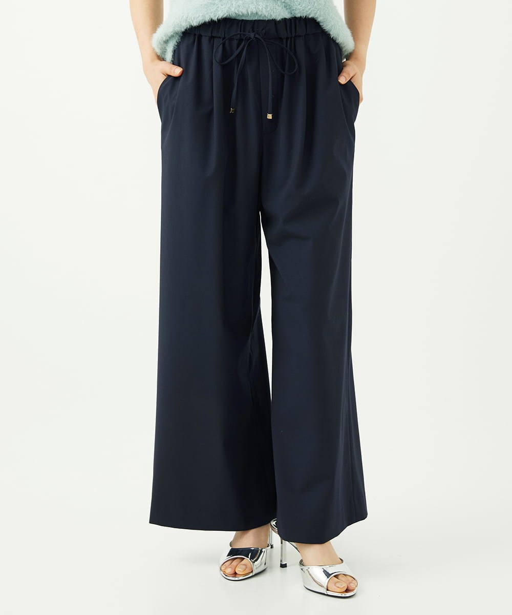 F1LAD34160 MK MICHEL KLEIN(小さいサイズ)(メゾン ドゥ サンク) 【小さいサイズ】ストレートワイドパンツ(ストライプ・無地)/洗える ベージュ（無地）