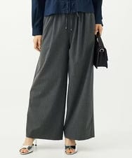 F1LAD34160 MK MICHEL KLEIN(小さいサイズ)(メゾン ドゥ サンク) 【小さいサイズ】ストレートワイドパンツ(ストライプ・無地)/洗える ダークグレー（ストライプ）