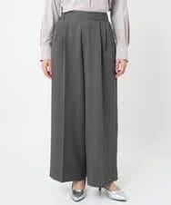 F1LAD45160 MK MICHEL KLEIN(小さいサイズ)(メゾン ドゥ サンク) 【小さいサイズ】ストレートワイドシルエットパンツ（無地・チェック）/洗える グレー（チェック）