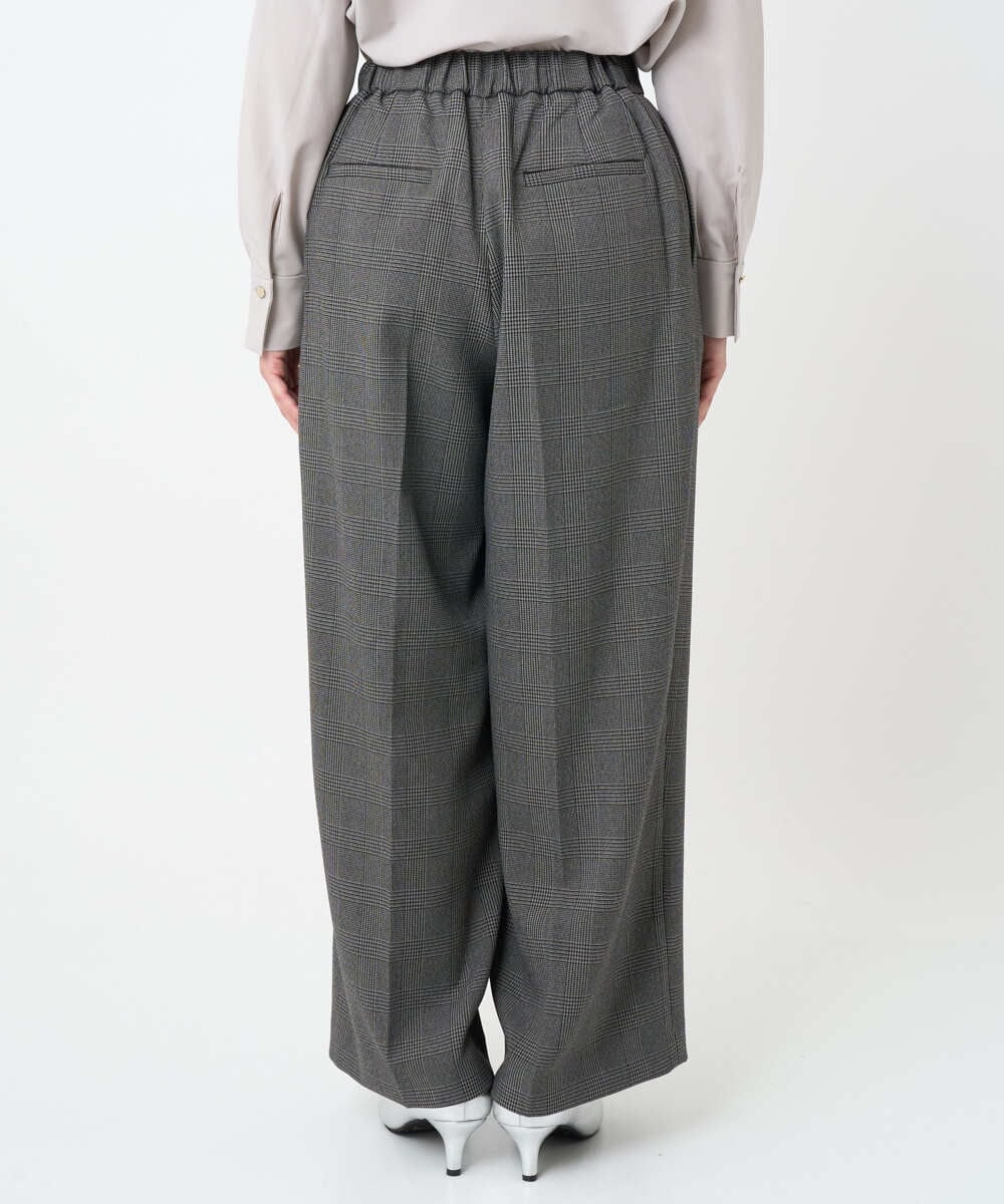 F1LAD45160 MK MICHEL KLEIN(小さいサイズ)(メゾン ドゥ サンク) 【小さいサイズ】ストレートワイドシルエットパンツ（無地・チェック）/洗える グレー（チェック）