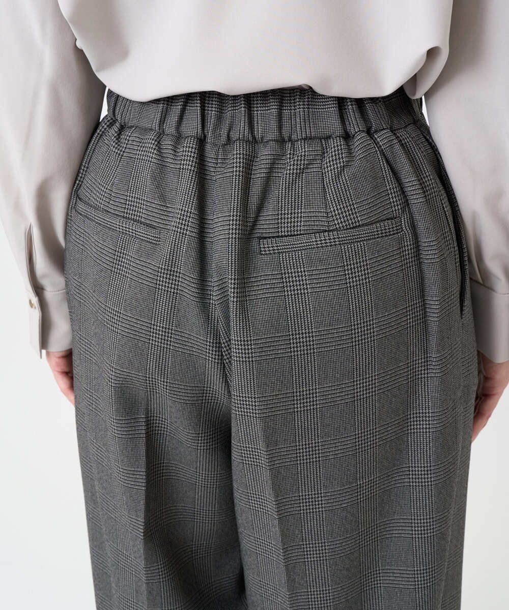 F1LAD45160 MK MICHEL KLEIN(小さいサイズ)(メゾン ドゥ サンク) 【小さいサイズ】ストレートワイドシルエットパンツ（無地・チェック）/洗える グレー（チェック）