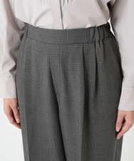 F1LAD45160 MK MICHEL KLEIN(小さいサイズ)(メゾン ドゥ サンク) 【小さいサイズ】ストレートワイドシルエットパンツ（無地・チェック）/洗える グレー（チェック）