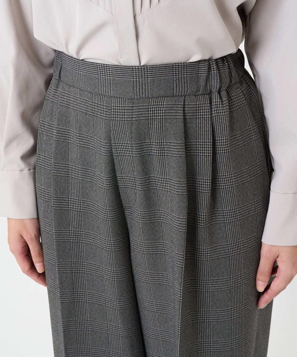 F1LAD45160 MK MICHEL KLEIN(小さいサイズ)(メゾン ドゥ サンク) 【小さいサイズ】ストレートワイドシルエットパンツ（無地・チェック）/洗える グレー（チェック）