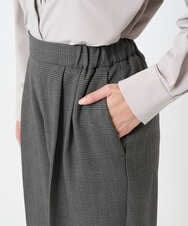 F1LAD45160 MK MICHEL KLEIN(小さいサイズ)(メゾン ドゥ サンク) 【小さいサイズ】ストレートワイドシルエットパンツ（無地・チェック）/洗える グレー（チェック）