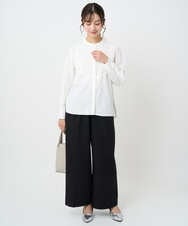 F1LAD45160 MK MICHEL KLEIN(小さいサイズ)(メゾン ドゥ サンク) 【小さいサイズ】ストレートワイドシルエットパンツ（無地・チェック）/洗える グレー（チェック）