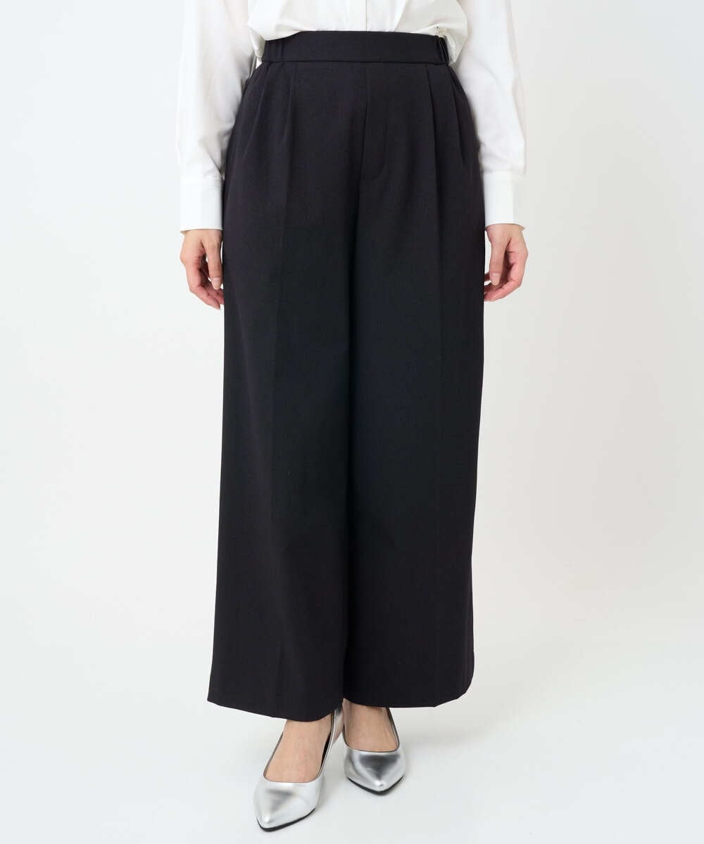 F1LAD45160 MK MICHEL KLEIN(小さいサイズ)(メゾン ドゥ サンク) 【小さいサイズ】ストレートワイドシルエットパンツ（無地・チェック）/洗える グレー（チェック）