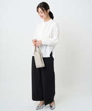 F1LAD45160 MK MICHEL KLEIN(小さいサイズ)(メゾン ドゥ サンク) 【小さいサイズ】ストレートワイドシルエットパンツ（無地・チェック）/洗える グレー（チェック）