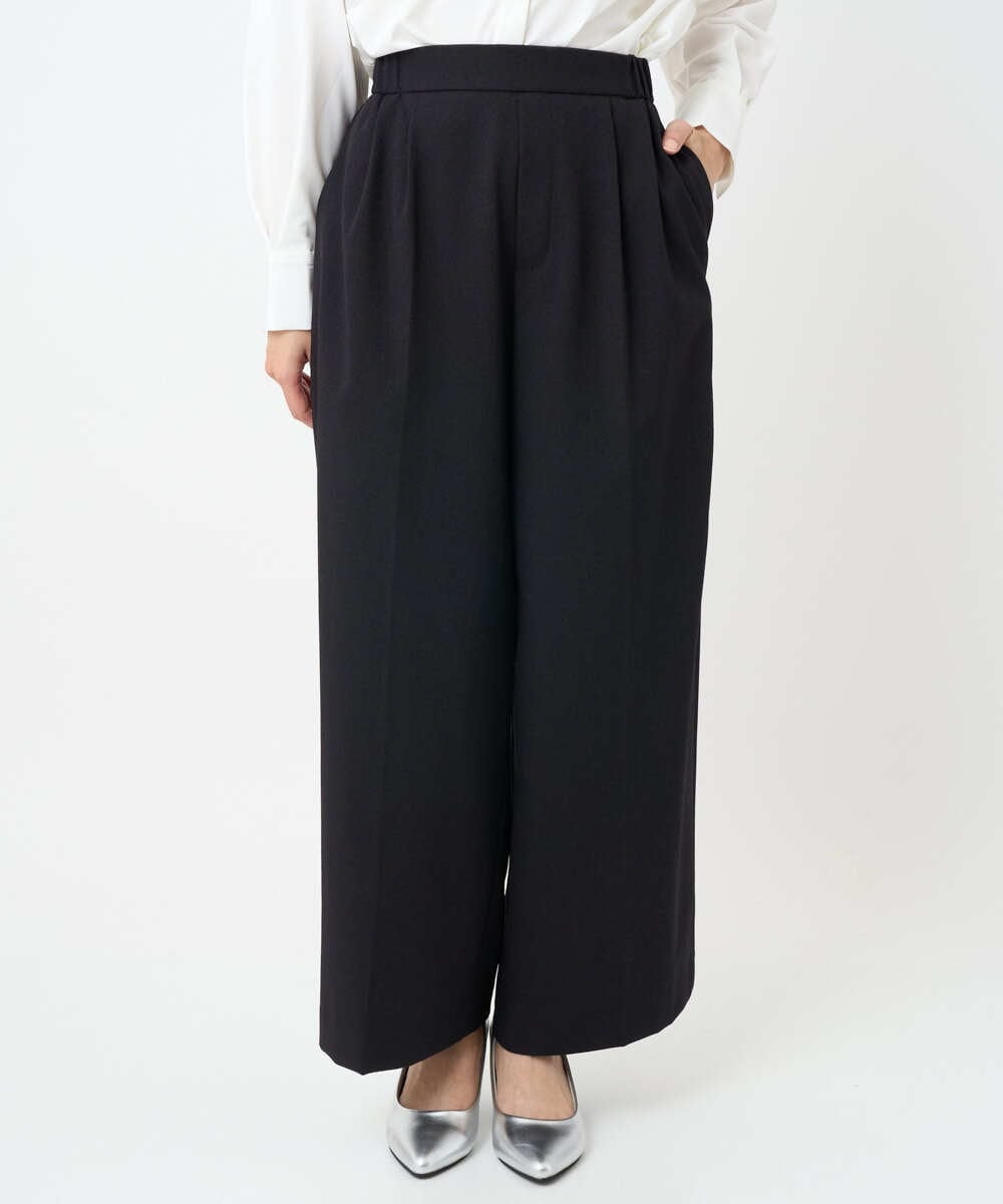 F1LAD45160 MK MICHEL KLEIN(小さいサイズ)(メゾン ドゥ サンク) 【小さいサイズ】ストレートワイドシルエットパンツ（無地・チェック）/洗える グレー（チェック）