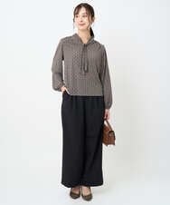 F1LAD45160 MK MICHEL KLEIN(小さいサイズ)(メゾン ドゥ サンク) 【小さいサイズ】ストレートワイドシルエットパンツ（無地・チェック）/洗える グレー（チェック）