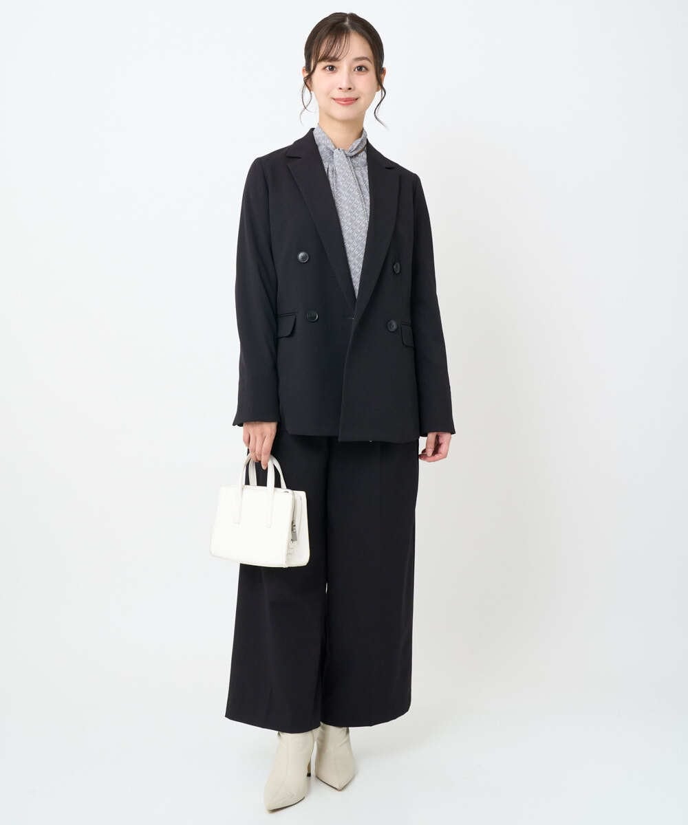 F1LAD45160 MK MICHEL KLEIN(小さいサイズ)(メゾン ドゥ サンク) 【小さいサイズ】ストレートワイドシルエットパンツ（無地・チェック）/洗える グレー（チェック）