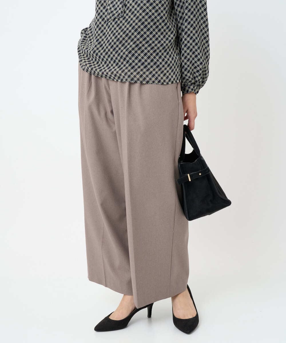 F1LAD45160 MK MICHEL KLEIN(小さいサイズ)(メゾン ドゥ サンク) 【小さいサイズ】ストレートワイドシルエットパンツ（無地・チェック）/洗える グレー（チェック）