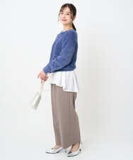 F1LAD45160 MK MICHEL KLEIN(小さいサイズ)(メゾン ドゥ サンク) 【小さいサイズ】ストレートワイドシルエットパンツ（無地・チェック）/洗える グレー（チェック）