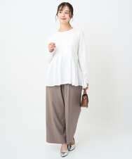 F1LAD45160 MK MICHEL KLEIN(小さいサイズ)(メゾン ドゥ サンク) 【小さいサイズ】ストレートワイドシルエットパンツ（無地・チェック）/洗える グレー（チェック）