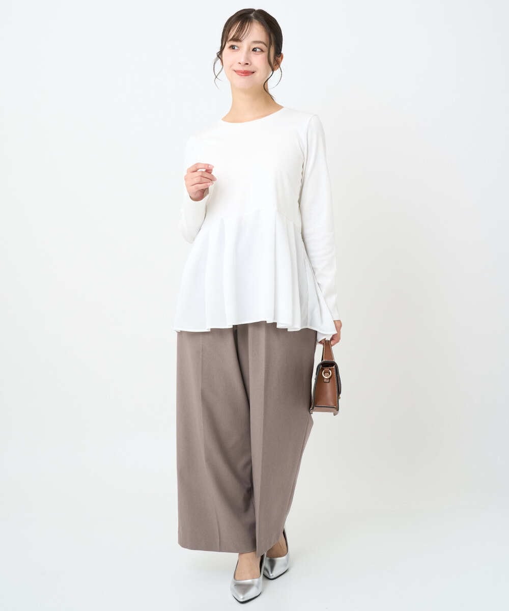 F1LAD45160 MK MICHEL KLEIN(小さいサイズ)(メゾン ドゥ サンク) 【小さいサイズ】ストレートワイドシルエットパンツ（無地・チェック）/洗える グレー（チェック）